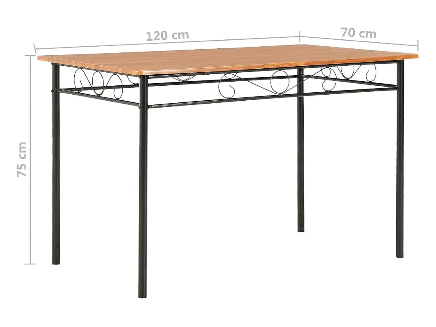 Conjunto de comedor 7 piezas MDF y acero marrón