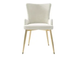 Conjunto de comedor de 6 piezas en terciopelo con patas de metal dorado, color beige (62,23x58,42x55,88 cm)