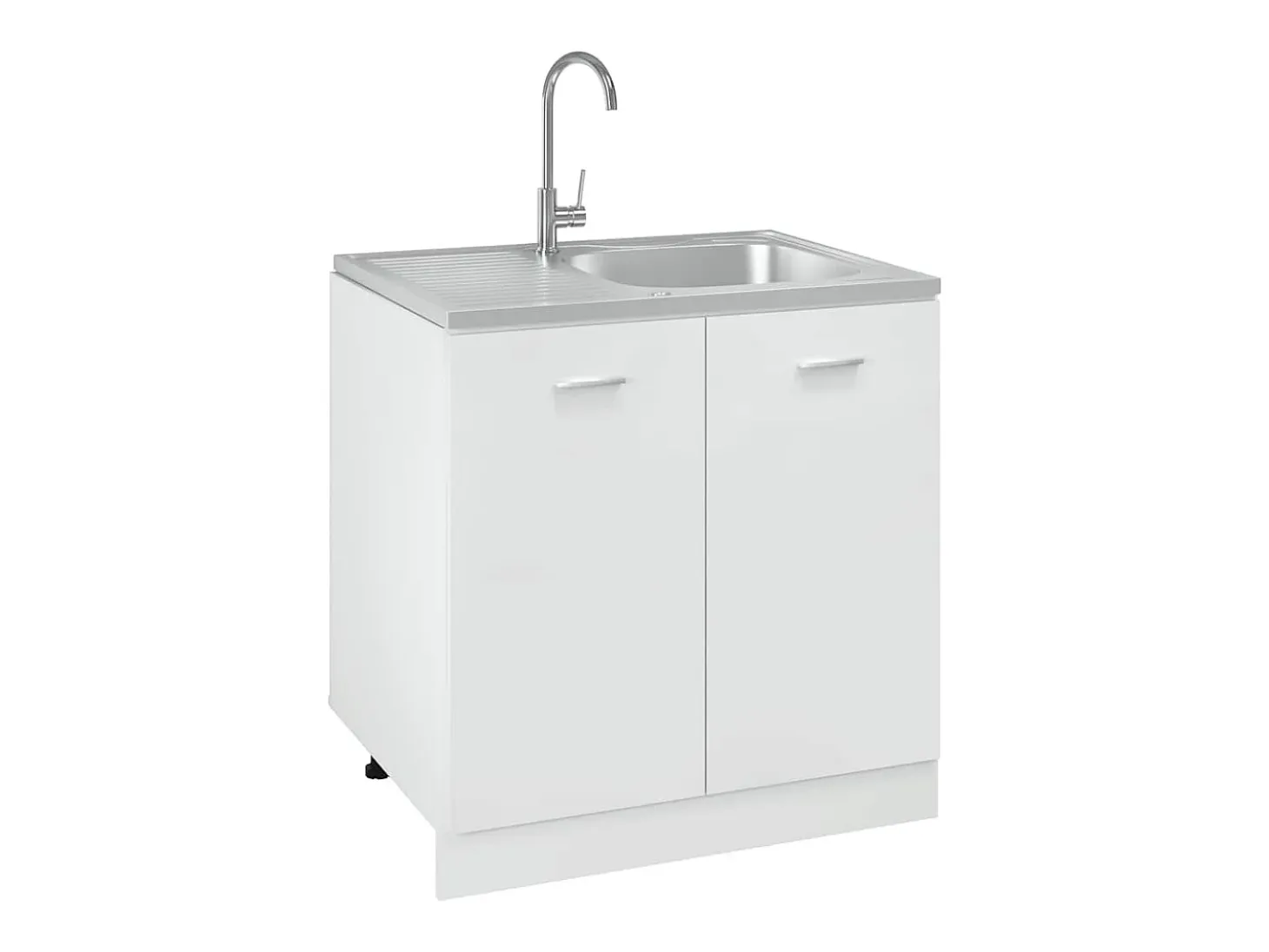 Conjunto de fregadero y escurridor de cocina plata 800x600x155 mm acero inoxidable