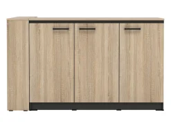 Conjunto de isla de cocina + 2 taburetes - Negro y Natural Claro - NUSICE