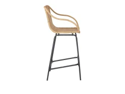 Conjunto de isla y sillas de bar de metal con asiento de ratán 65cm MOOREA