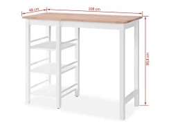 Conjunto de mesa alta de cocina 3 piezas MDF blanco