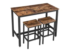 Conjunto de mesa alta 120x60x90 cm marrón rústico alinru