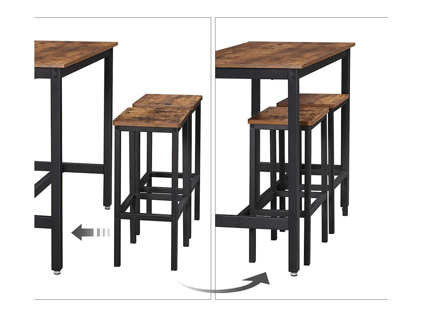 Conjunto de mesa alta 120x60x90 cm marrón rústico alinru