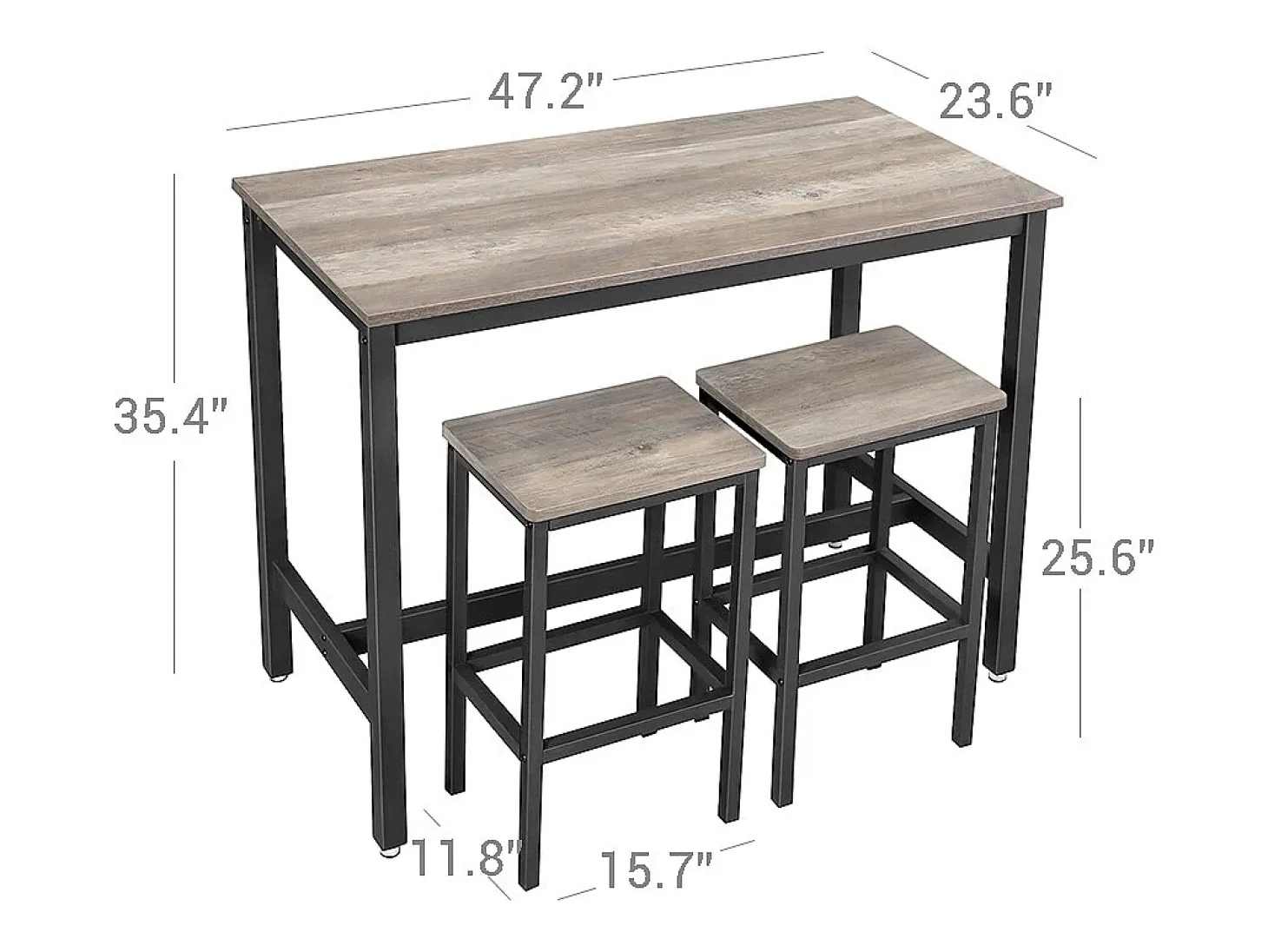 Conjunto de mesa alta 120x60x90 cm beige negro