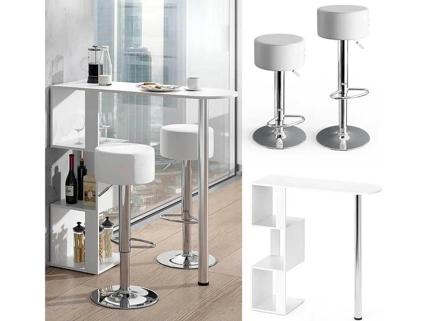 Conjunto de mesa de bar blanco 113x39.8x111.8 vincent