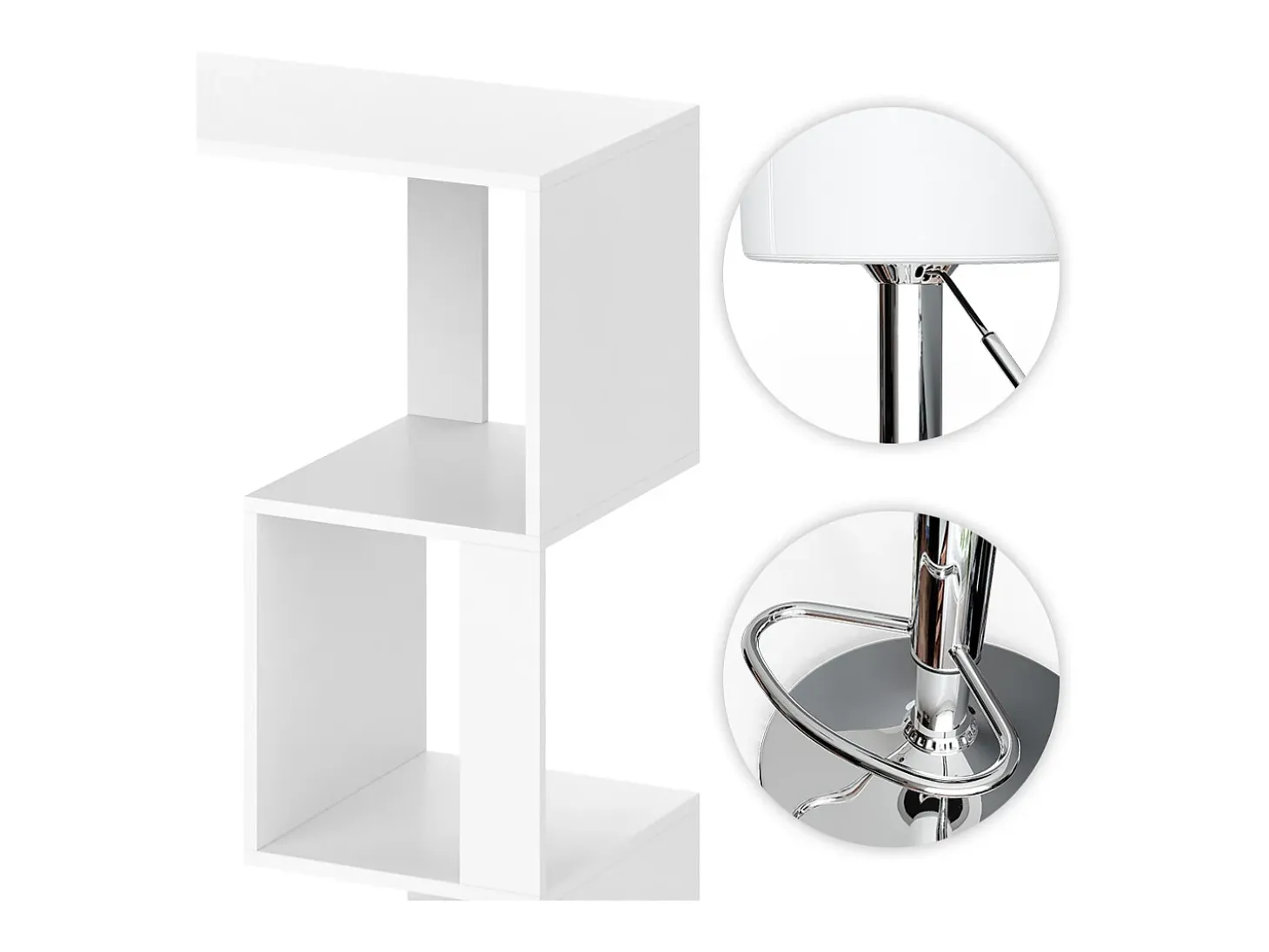 Conjunto de mesa de bar blanco 113x39.8x111.8 vincent