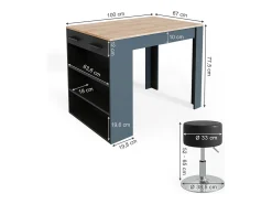 Conjunto de mesa de comedor antracita/roble dorado 67x100x77.5 repose