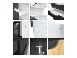 Conjunto de muebles de oficina Logan, cuerpo en negro mate / frentes en hormigón oscuro