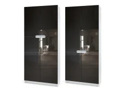 Conjunto de muebles de oficina Logan, cuerpo en negro mate / frentes en hormigón oscuro