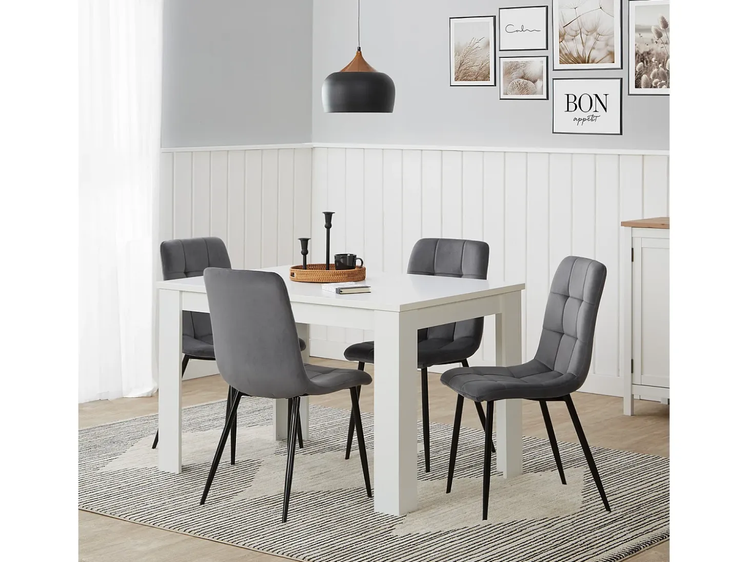 Conjunto de sillas de comedor 43.5x88x50 cm Gris Sillas Eames