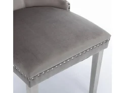 Conjunto de sillas de comedor de terciopelo, diseño contemporáneo de alta gama acolchado, madera maciza, gris
