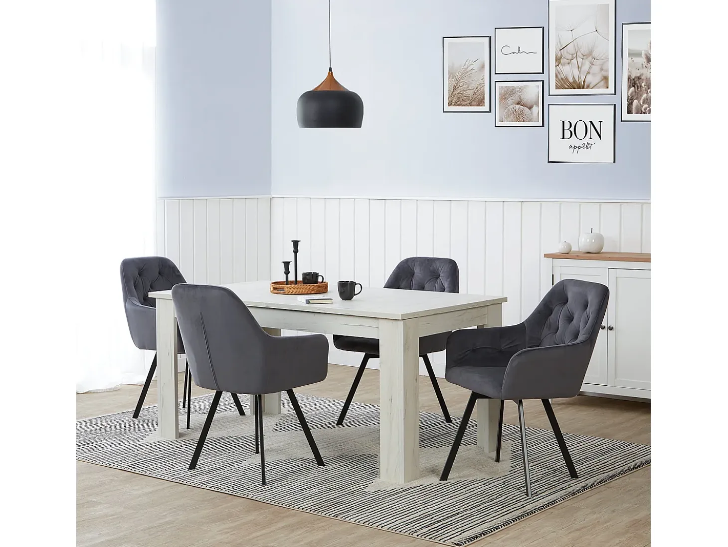 Conjunto de sillas de comedor 59x87.5x65 cm Gris Sillas Eames