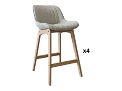 Conjunto de sillas de isla y bar de roble con asiento de tela MELLOW de 65 cm
