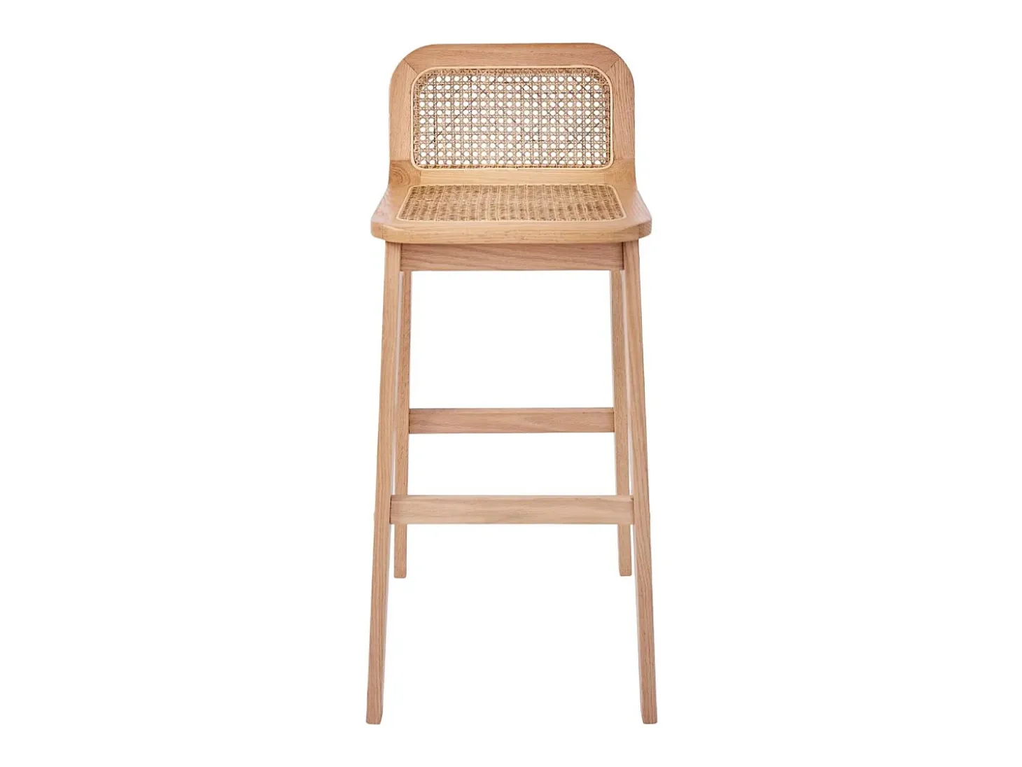 Conjunto de sillas de isla y bar de roble con asiento de caña de 65cm SANA