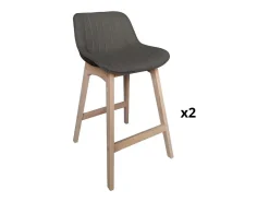 Conjunto de sillas de isla y bar de roble con asiento de tela MELLOW de 65 cm