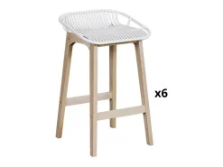 Conjunto de sillas de isla y bar MALMO de roble de 65 cm con asiento de plástico