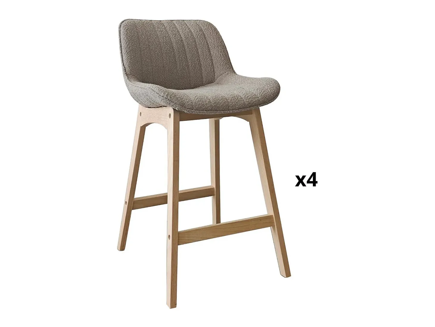 Conjunto de sillas de isla y bar de roble con asiento de tela de rizo MILK de 65 cm
