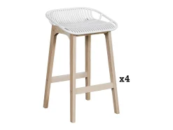Conjunto de sillas de isla y bar MALMO de roble de 65 cm con asiento de plástico