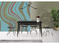 Conjunto de sillas Kailua 1656, Negro, 81x46x43cm, Piel natural, Metálico, Metal