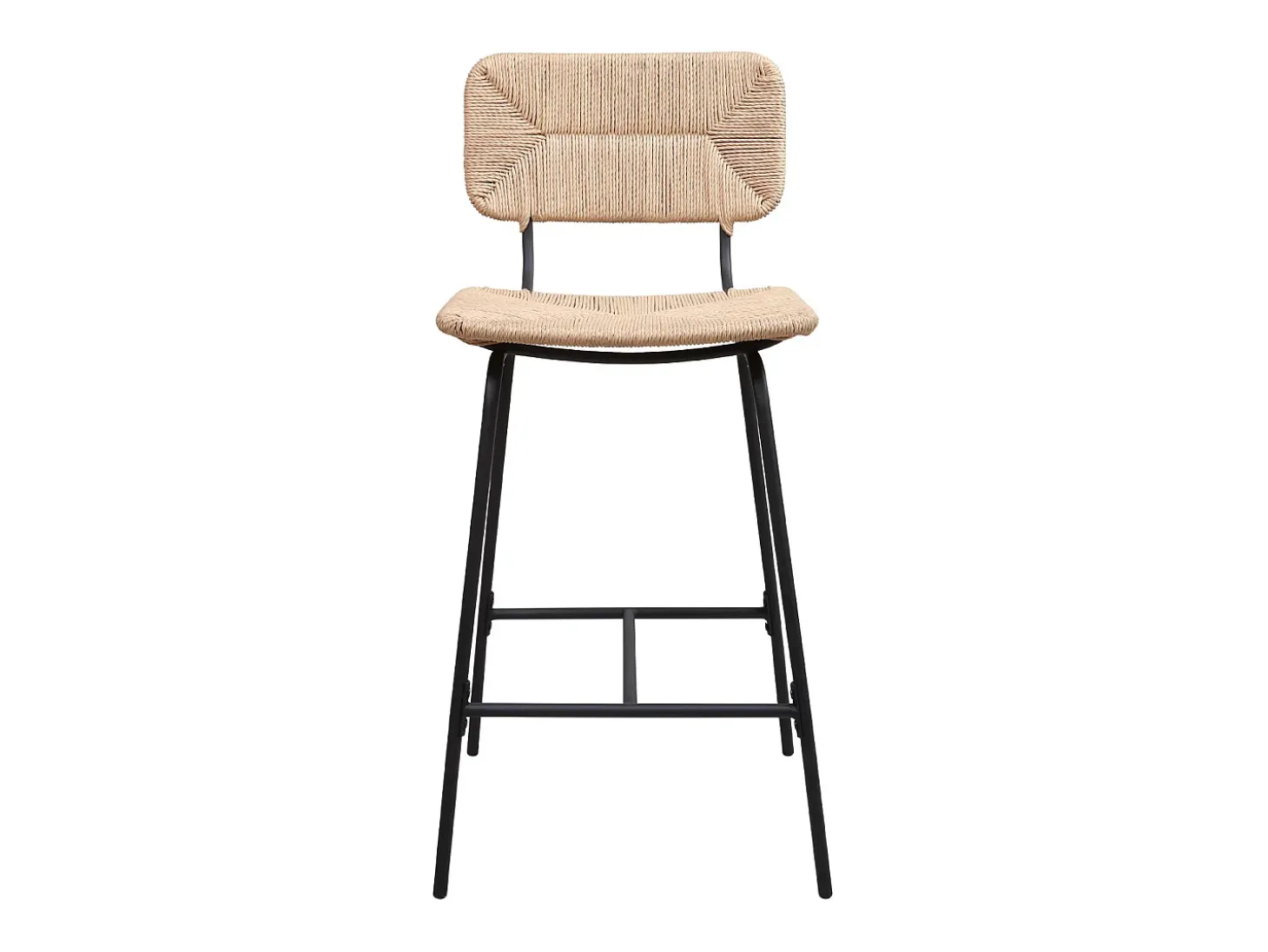 Conjunto de taburetes de bar e isla de metal con asiento de ratán 65cm TIDRA