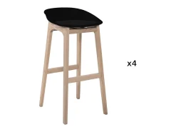 Conjunto de taburetes de bar RIVA de roble de 75 cm con asiento de plástico