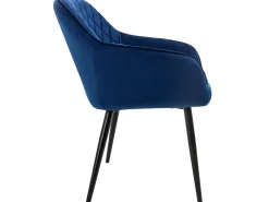 Conjunto de 2x sillas de comedor tapizadas en terciopelo sillones salón azul oscuro ML-Design