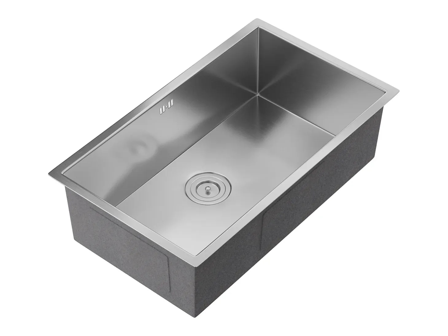Conjunto fregadero 76x45 cm SOELA + grifo ROFILA de acero inoxidable - Gris y Dorado