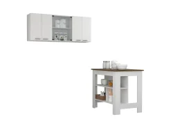 Conjunto Norfolk de Cocina, Isla de Cocina + Mueble de Pared para Cocina