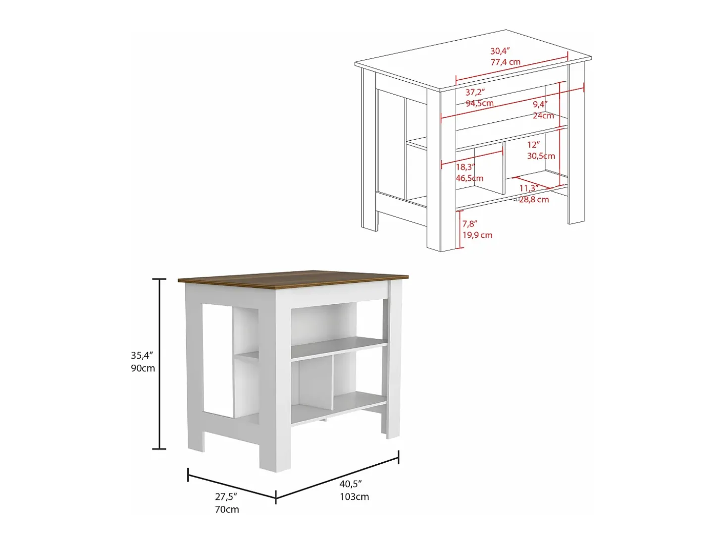 Conjunto Norfolk de Cocina, Isla de Cocina + Mueble de Pared para Cocina
