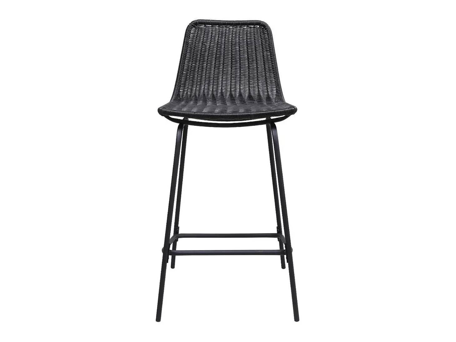 Conjunto taburetes de bar BALI de metal de 65 cm con asiento de ratán