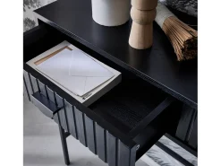 Consola con efecto madera estriada negra, 100cm negro