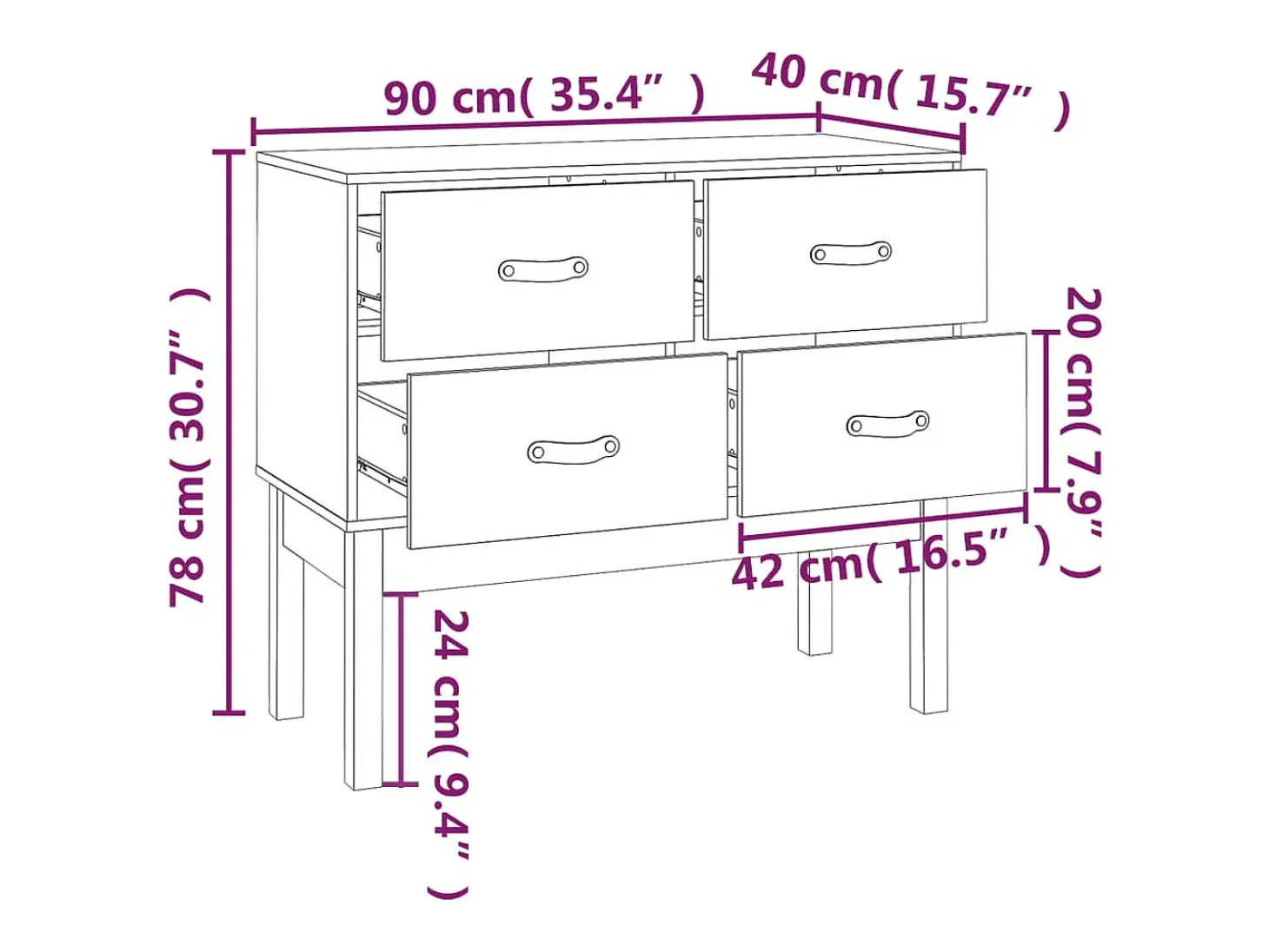 Consola marrón miel 90x40x78 cm Madera maciza de pino