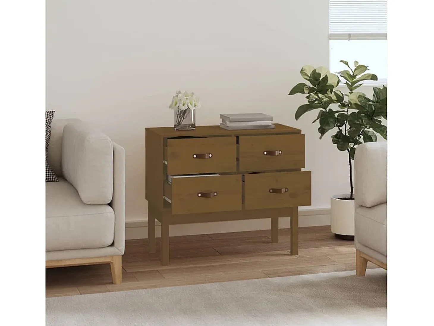 Consola marrón miel 90x40x78 cm Madera maciza de pino