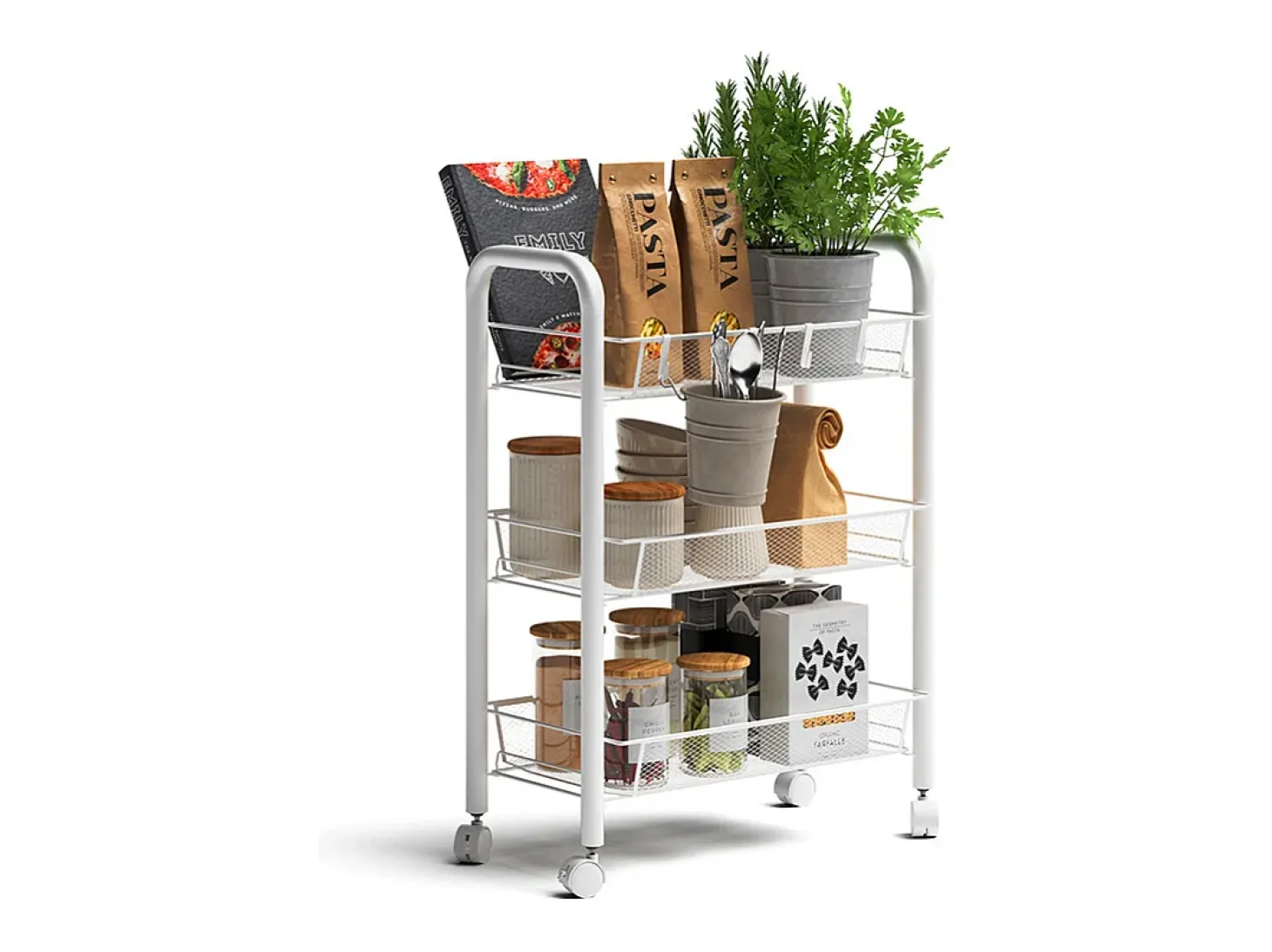 Contenedor con ruedas blanco 45x27x64 tarro