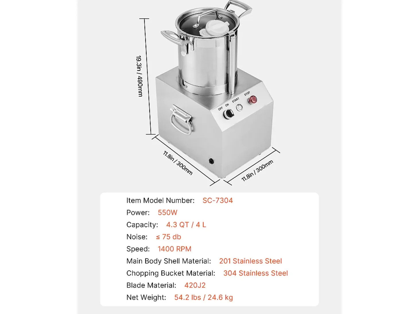 Cortador de Verduras SucceBuy Robot de Cocina y Picadora 4 L - 550 W - Alto Rendimiento