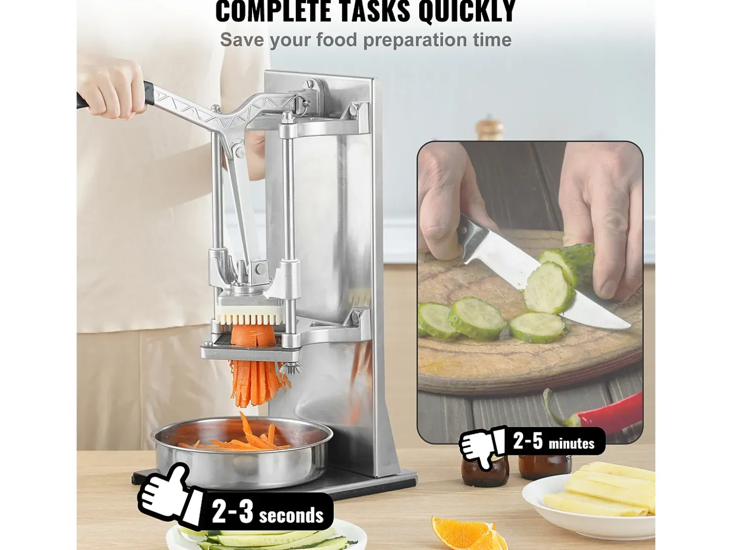 Cortadora Comercial de Papas y Verduras SucceBuy, Cortadora de Papas con 4 Cuchillas, Cortadora de Esquinas