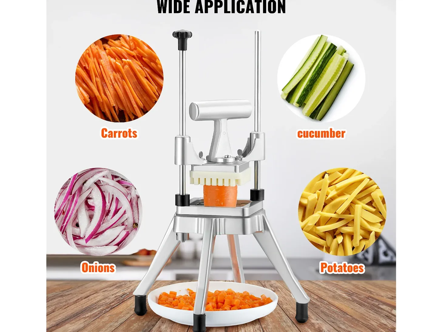 Cortadora de Papas y Verduras 0,64 cm SucceBuy, Cortadora y Picadora de Frutas Comercial, Cortadora de Papas Robusta