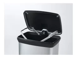 Cubo de basura con pedal 50L efecto metal plateado, plástico reciclado, cierre silencioso y sistema antiolor