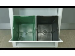 Cubo de basura para la cocina - Cubo de reciclaje - 3 compartimentos de 20L - acero Inoxidable - CUBEK