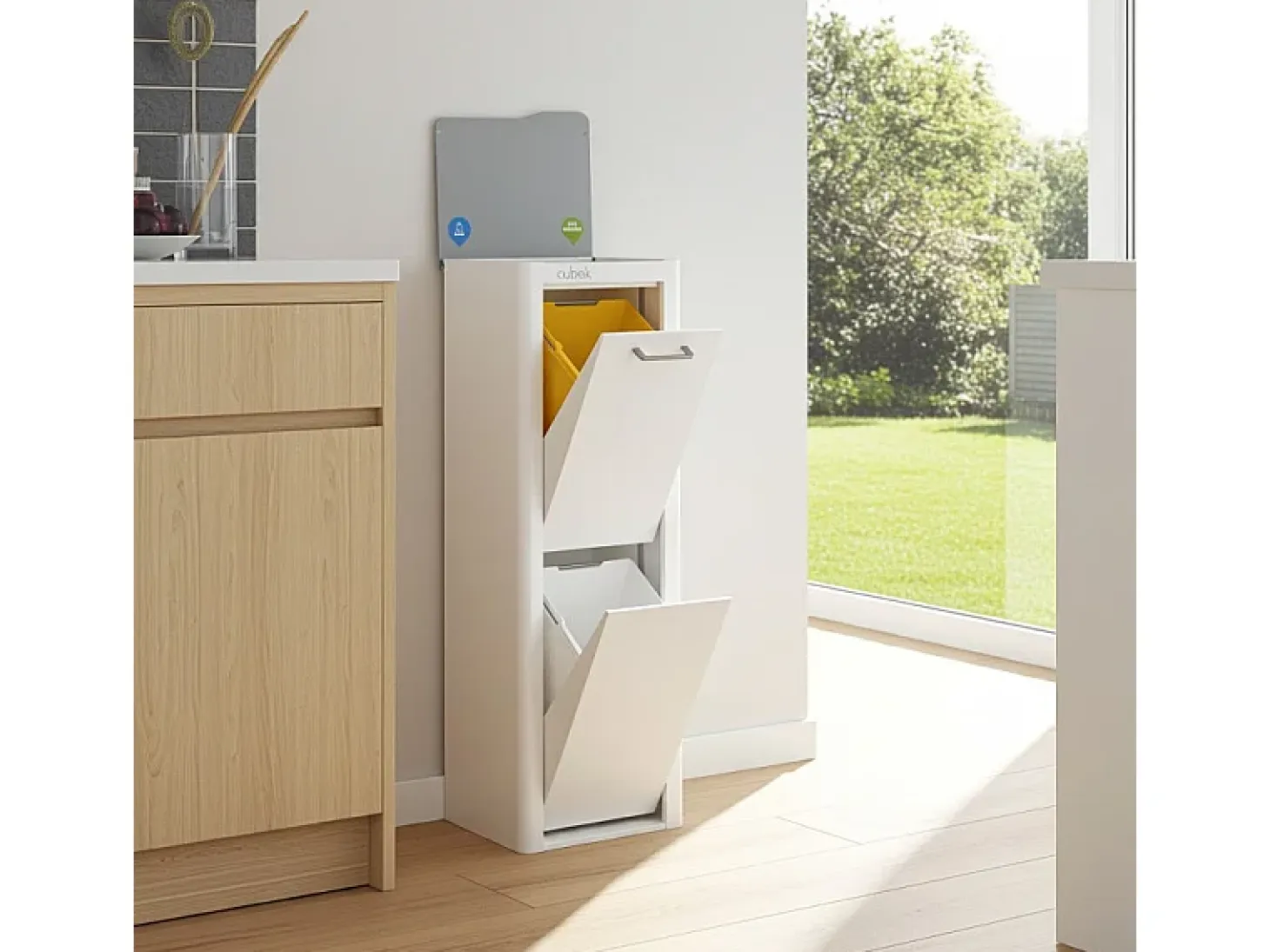 Cubo de basura para la cocina - Cubo de reciclaje - 2 compartimentos de 20L - CUBEK