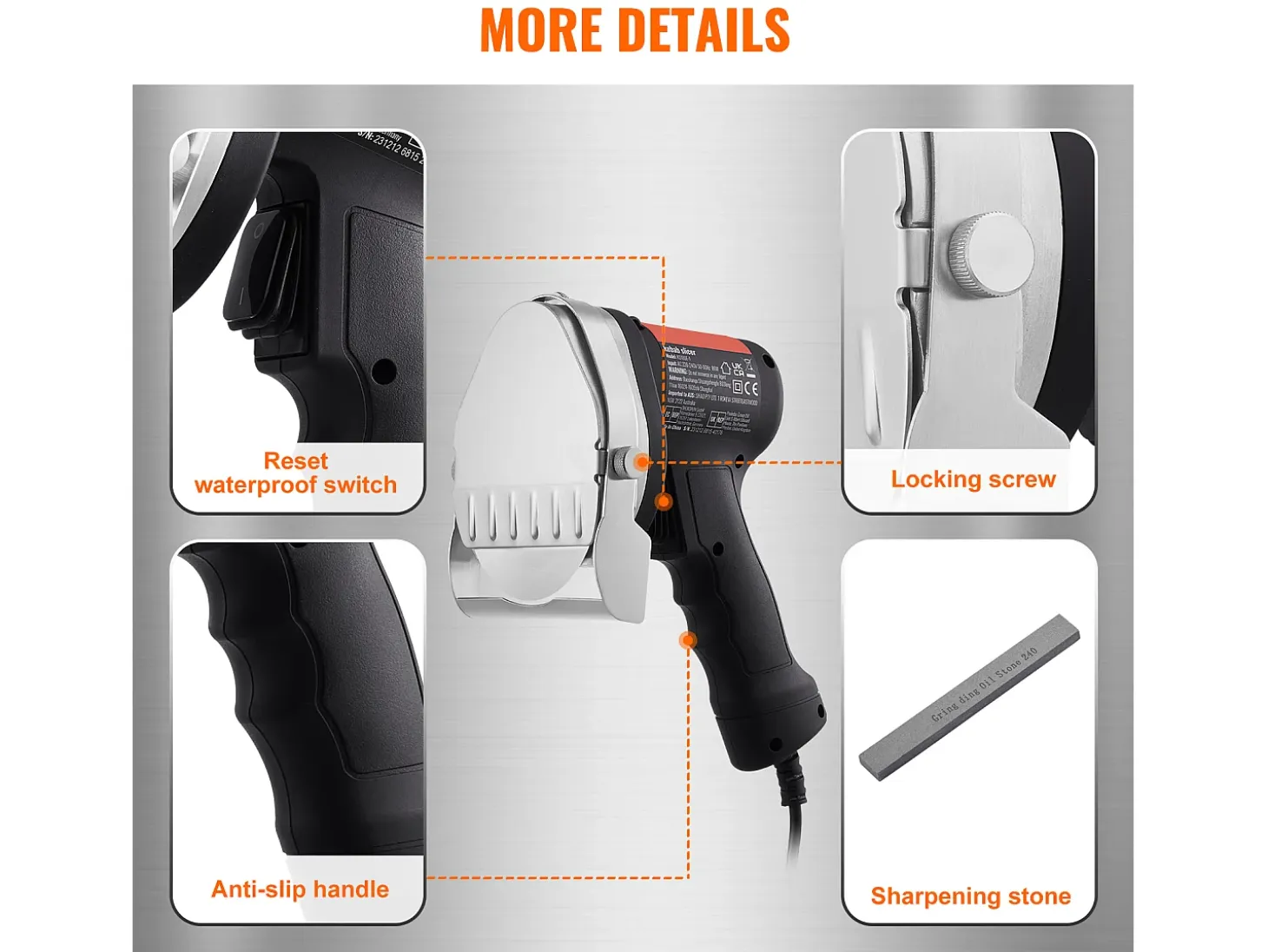 Cuchillo Shawarma Eléctrico SucceBuy, Cortadora Giratoria de Acero Inoxidable, 2 Cuchillas, Grosor Ajustable de 0 a 8 mm, para Rebanar Doner Kebab Comercial