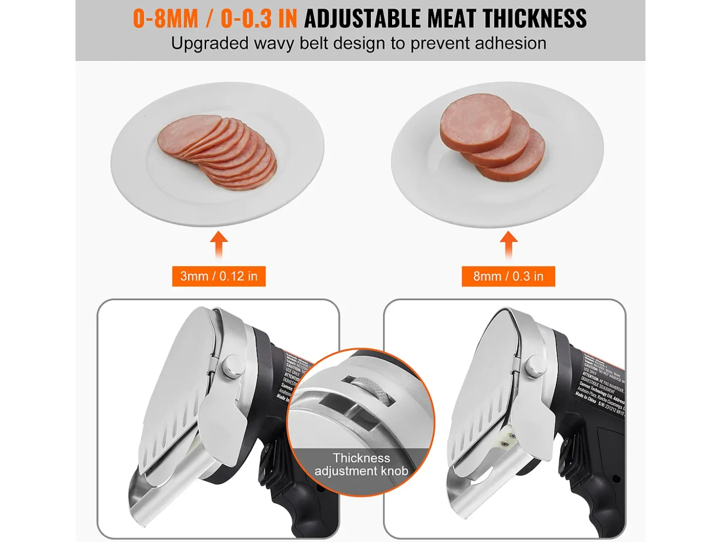 Cuchillo Shawarma Eléctrico SucceBuy, Cortadora Giratoria de Acero Inoxidable, 2 Cuchillas, Grosor Ajustable de 0 a 8 mm, para Rebanar Doner Kebab Comercial