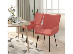 Dalira Sillas de comedor 2 unidades terciopelo rosa