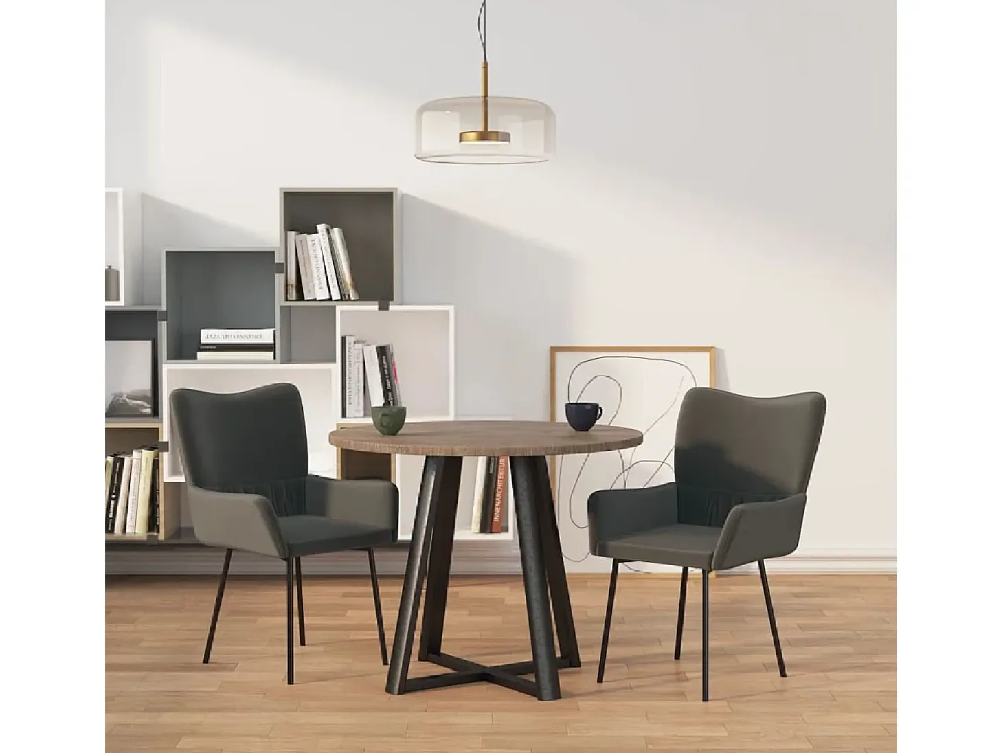 Dalira Sillas de comedor 2 unidades terciopelo gris oscuro
