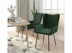 Dalira Sillas de comedor 2 unidades terciopelo verde oscuro