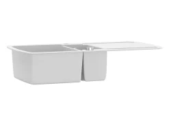 Delgany Fregadero de cocina con dos senos de granito blanco