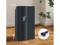Deshumidificador de 2000 ml con control remoto, temporizador de 24 h, limpieza UV y modo de suspensión (negro)