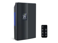 Deshumidificador de 2000 ml con control remoto, temporizador de 24 h, limpieza UV y modo de suspensión (negro)