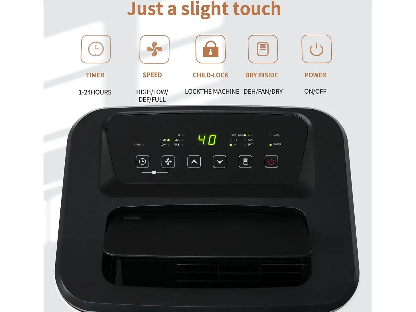 Deshumidificador de 25L con secadora - Pantalla LED - Blanco y negro